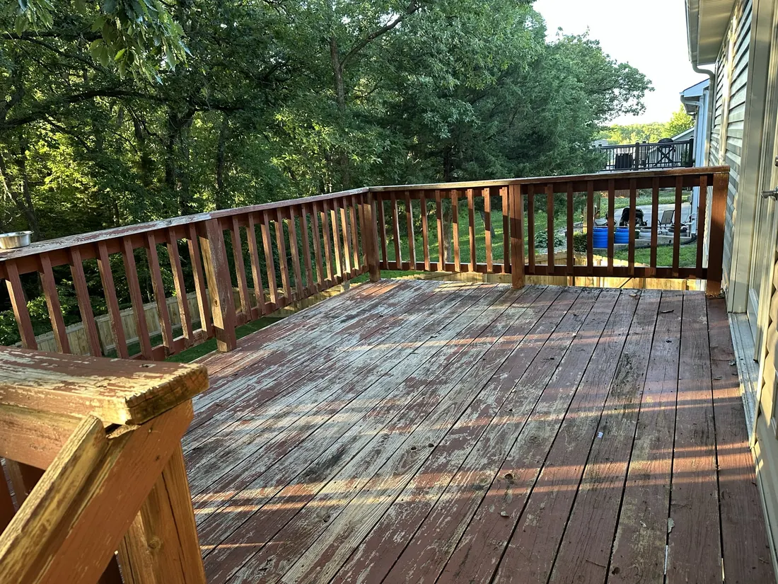 Split and weathered deck boards due for replacement